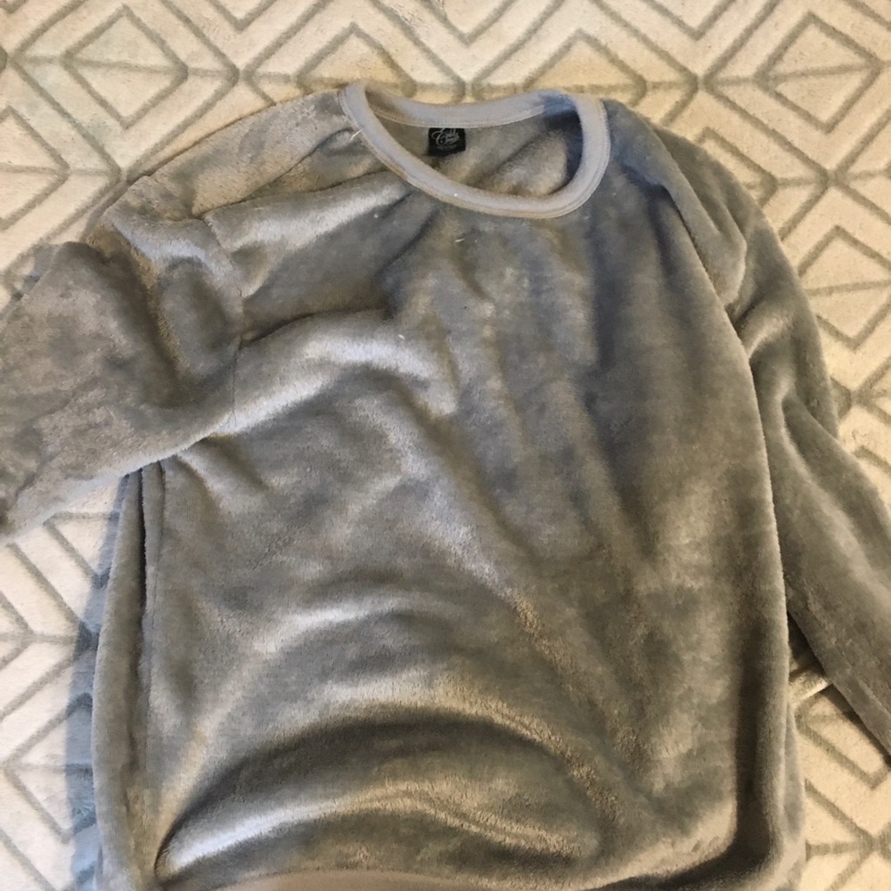 Gray and white furry sweaters
